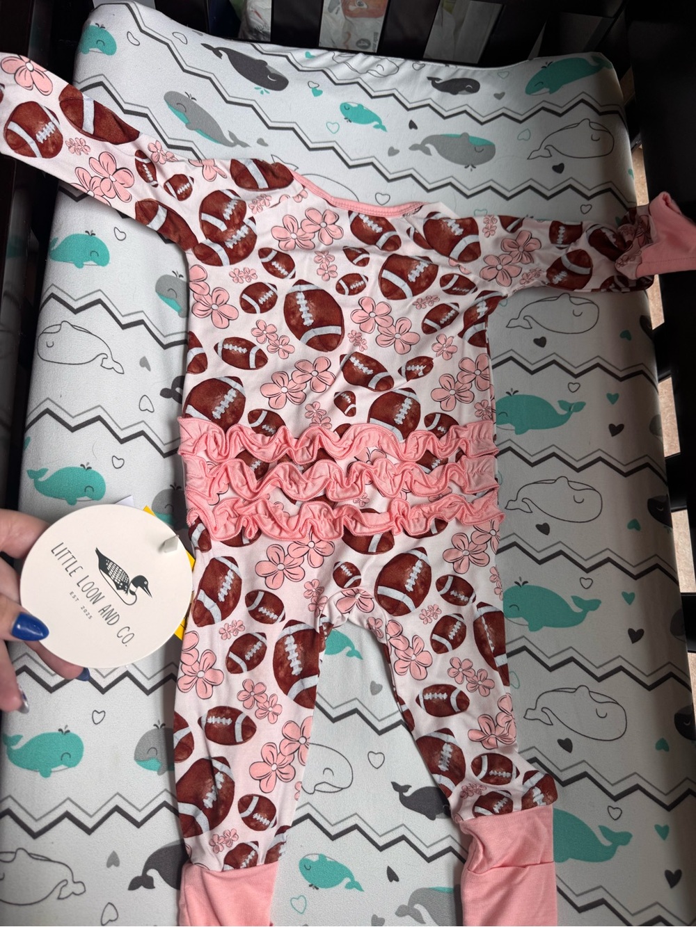 Little Loom & Co. Pink Floral Football Ruffle Kids Pajamas